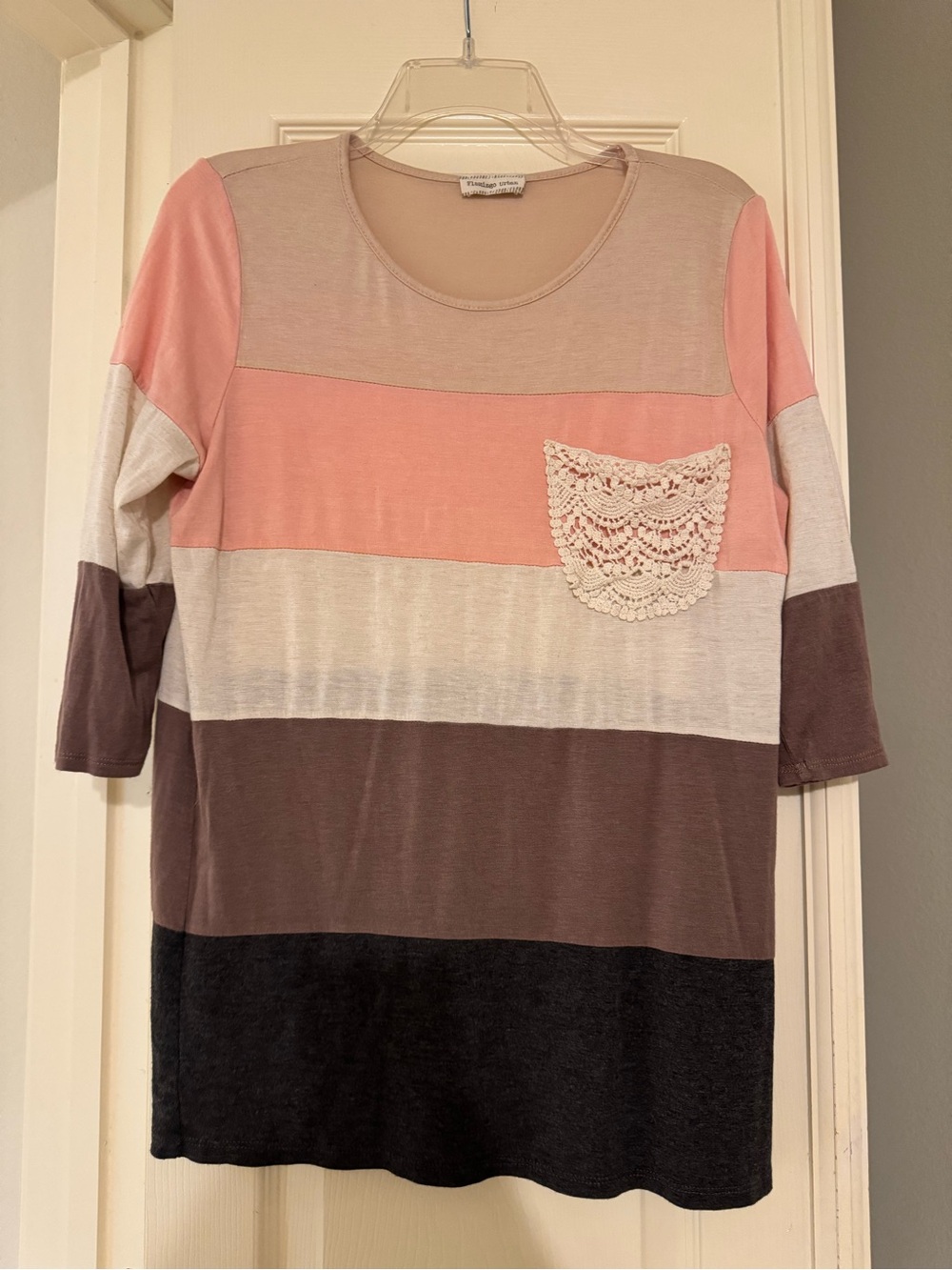 Flamingo Urban Rayon blend Blue and Cream Layered Tunic